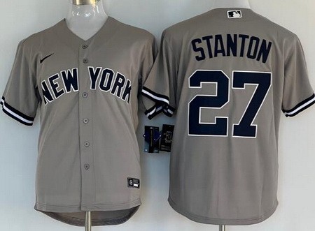 Men's New York Yankees #27 Mike Stanton Gray Player Name Cool Base Jersey