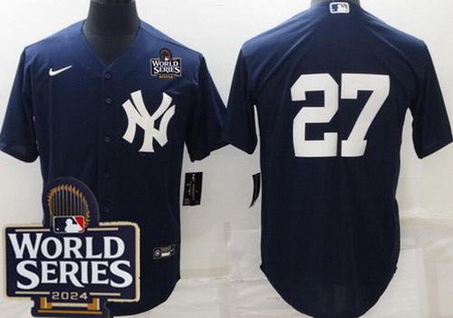 Men's New York Yankees #27 Mike Stanton Navy 2024 World Series Cool Base Jersey