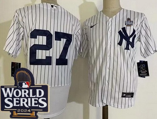 Men's New York Yankees #27 Mike Stanton White 2024 World Series Authentic Jersey