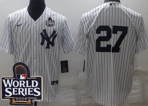 Men's New York Yankees #27 Mike Stanton White 2024 World Series Cool Base Jersey