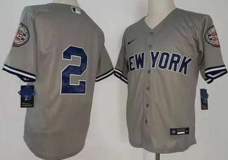 Men's New York Yankees #2 Derek Jeter Gray 2020 Hall of Fame Cool Base Jersey