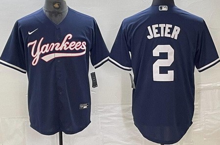 Men's New York Yankees #2 Derek Jeter Navy Fashion Cool Base Jersey