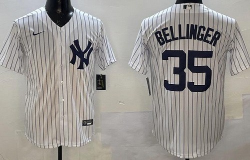 Men's New York Yankees #35 Cody Bellinger White Player Name Cool Base Jersey