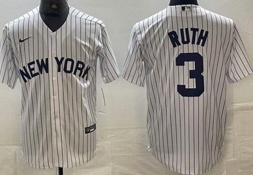Men's New York Yankees #3 Babe Ruth White Alternate Player Name Cool Base Jersey