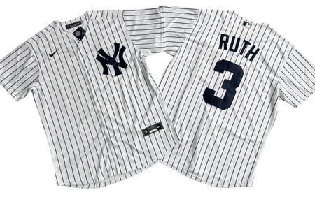 Men's New York Yankees #3 Babe Ruth White Player Name Cool Base Jersey