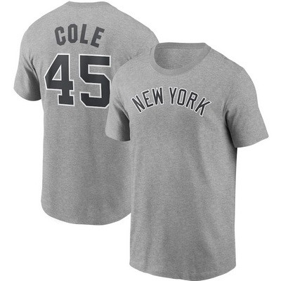 Men's New York Yankees #45 Gerrit Cole Gray Printed T Shirt 112648