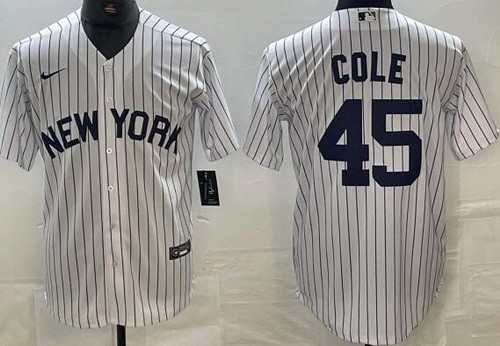 Men's New York Yankees #45 Gerrit Cole White Alternate Player Name Cool Base Jersey