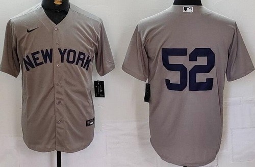 Men's New York Yankees #52 Cc Sabathia Gray Field of Dreams Cool Base Jersey