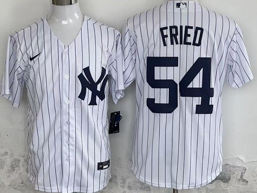 Men's New York Yankees #54 Max Fried White Player Name Cool Base Jersey