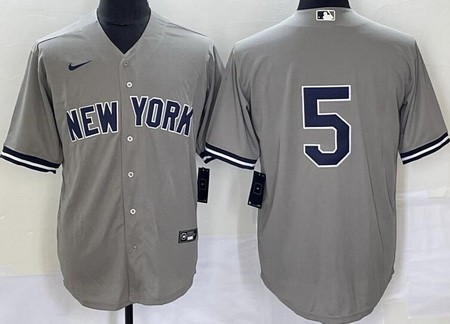 Men's New York Yankees #5 Joe DiMaggio Gray Cool Base Jersey