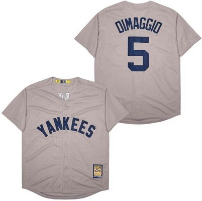 Men's New York Yankees #5 Joe DiMaggio Gray Cooperstown Throwback Cool Base Jersey