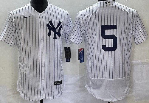 Men's New York Yankees #5 Joe DiMaggio White Authentic Jersey