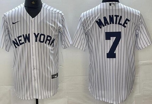 Men's New York Yankees #7 Mickey Mantle White Alternate Player Name Cool Base Jersey