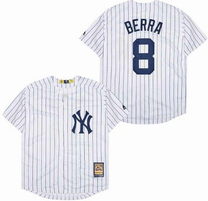 Men's New York Yankees #8 Yogi Berra White Cooperstown Throwback Cool Base Jersey