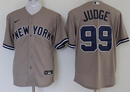 Men's New York Yankees #99 Aaron Judge Gray Player Name 2020 Cool Base Jersey