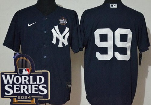 Men's New York Yankees #99 Aaron Judge Navy 2024 World Series Cool Base Jersey