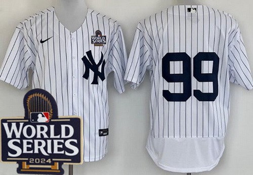 Men's New York Yankees #99 Aaron Judge White 2024 World Series Authentic Jersey