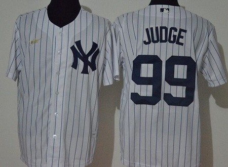 Men's New York Yankees #99 Aaron Judge White Player Name 2020 Cooperstown Collection Jersey