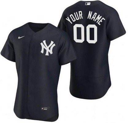 Men's New York Yankees Customized Navy Alternate Authentic Jersey