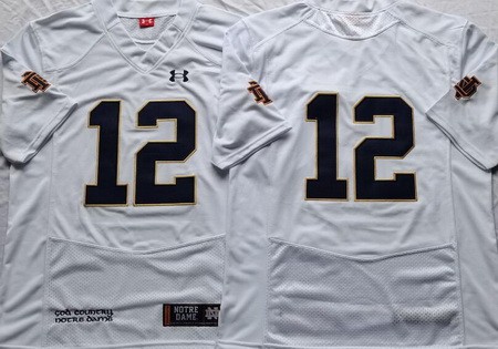 Men's Notre Dame Fighting Irish #12 Ian Book White College Football Jersey