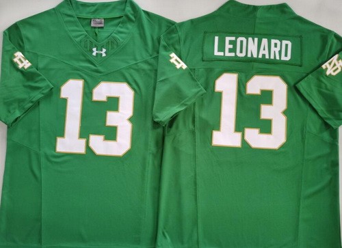 Men's Notre Dame Fighting Irish #13 Riley Leonard Green FUSE College Football Jersey