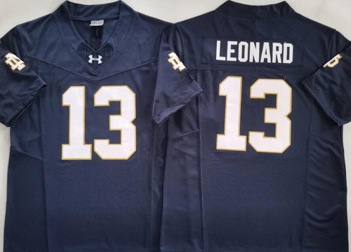 Men's Notre Dame Fighting Irish #13 Riley Leonard Navy FUSE College Football Jersey