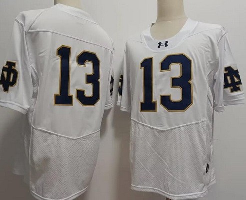 Men's Notre Dame Fighting Irish #13 Riley Leonard White College Football Jersey