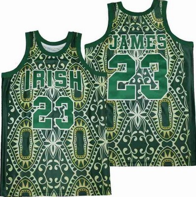 Men's Notre Dame Fighting Irish #23 Lebron James Green Flower Swingman Jersey