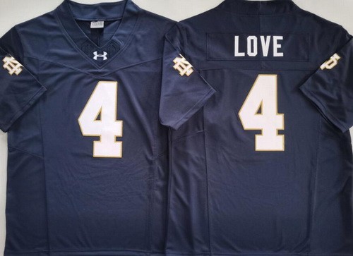 Men's Notre Dame Fighting Irish #4 Jeremiyah Love Navy FUSE College Football Jersey