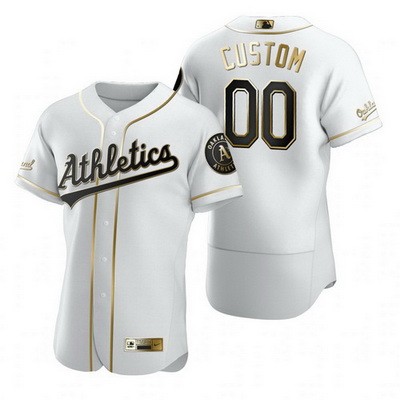 Men's Oakland Athletics Customized White Gold 2020 FlexBase Jersey