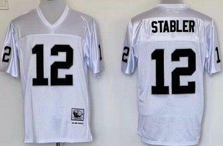 Men's Oakland Raiders #12 Kenny Stabler White Throwback Jersey