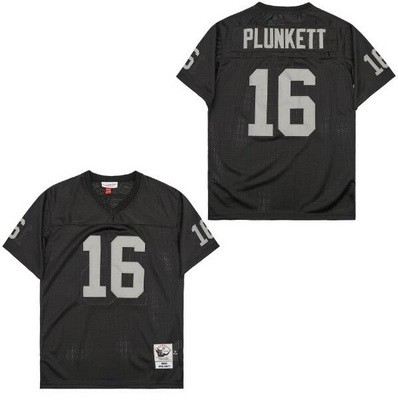 Men's Oakland Raiders #16 Jim Plunkett Black 1980 Throwback Jersey