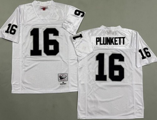 Men's Oakland Raiders #16 Jim Plunkett White 1980 Throwback Jersey