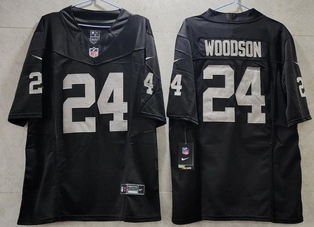 Men's Oakland Raiders #24 Charles Woodson Limited Black FUSE Vapor Jersey
