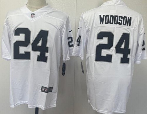 Men's Oakland Raiders #24 Charles Woodson Limited White Vapor Jersey