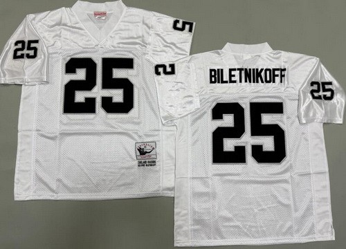 Men's Oakland Raiders #25 Fred Biletnikoff White Throwback Jersey