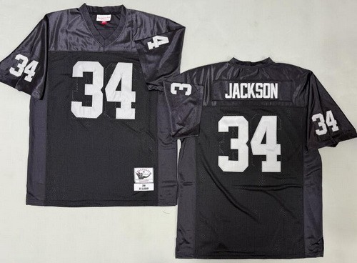 Men's Oakland Raiders #34 Bo Jackson Black 1988 Throwback Jersey