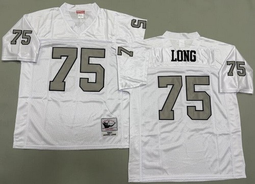 Men's Oakland Raiders #75 Howie Long White Sliver 1987 Throwback Jersey