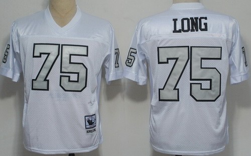 Men's Oakland Raiders #75 Howie Long White Sliver Throwback Jersey