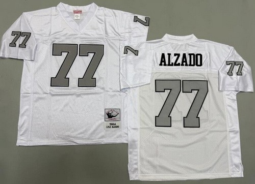 Men's Oakland Raiders #77 Lyle Alzado White Sliver 1984 Throwback Jersey