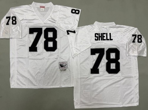 Men's Oakland Raiders #78 Art Shell White Throwback Jersey
