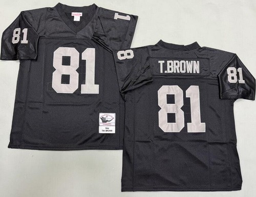 Men's Oakland Raiders #81 Tim Brown Black 1994 Throwback Jersey
