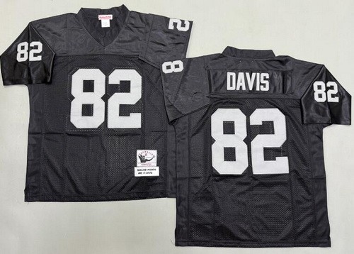 Men's Oakland Raiders #82 Al Davis Black Throwback Jersey
