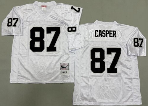 Men's Oakland Raiders #87 Dave Casper White 1974 Throwback Jersey