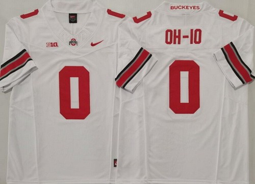 Men's Ohio State Buckeyes #0 OH IO White FUSE College Football Jersey