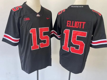 Men's Ohio State Buckeyes #15 Ezekiel Elliott Black College Football Jersey