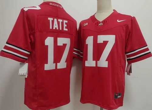 Men's Ohio State Buckeyes #17 Carnell Tate Red FUSE College Football Jersey