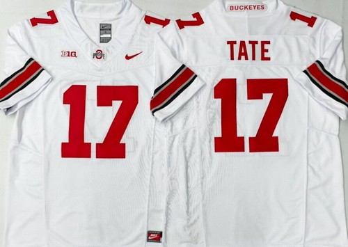 Men's Ohio State Buckeyes #17 Carnell Tate White FUSE College Football Jersey