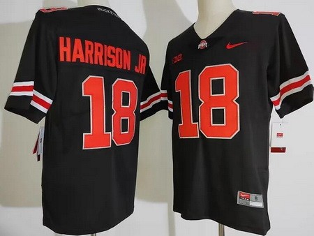 Men's Ohio State Buckeyes #18 Marvin Harrison Jr Black College Football Jersey