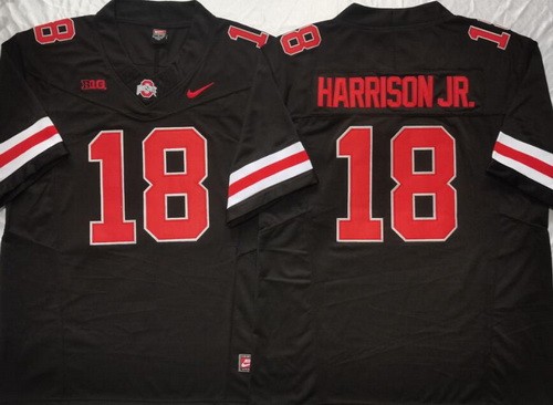 Men's Ohio State Buckeyes #18 Marvin Harrison Jr Black FUSE College Football Jersey